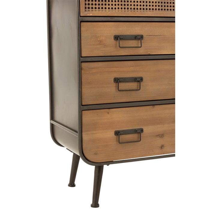 Hoge Kast – 3 Laden – Metaal & Naturel Hout / J-Line