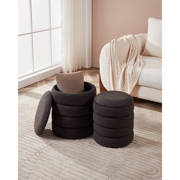 Ampahaka Poef Zwart (ø40cmxH44,5 cm) / EGLO Living