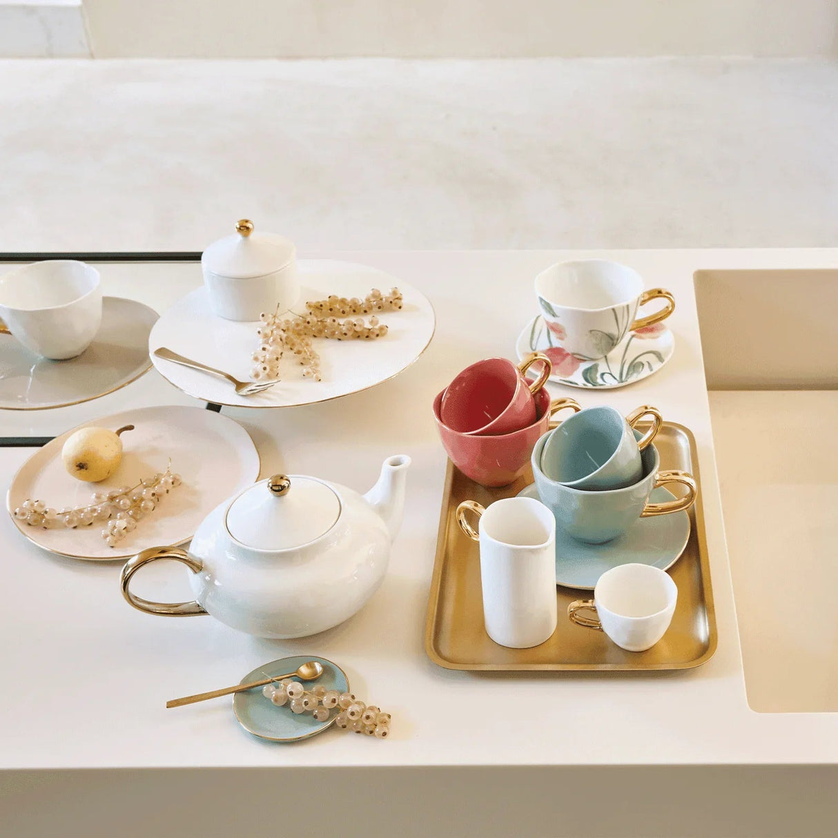 Good Morning Bord Wit Bloemen (set van 4) / Urban Nature Culture