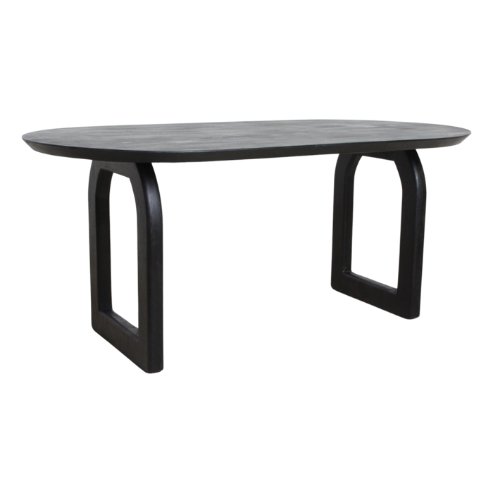 Eettafel Bullnose Open Base Zwart 180 cm / Raw Materials