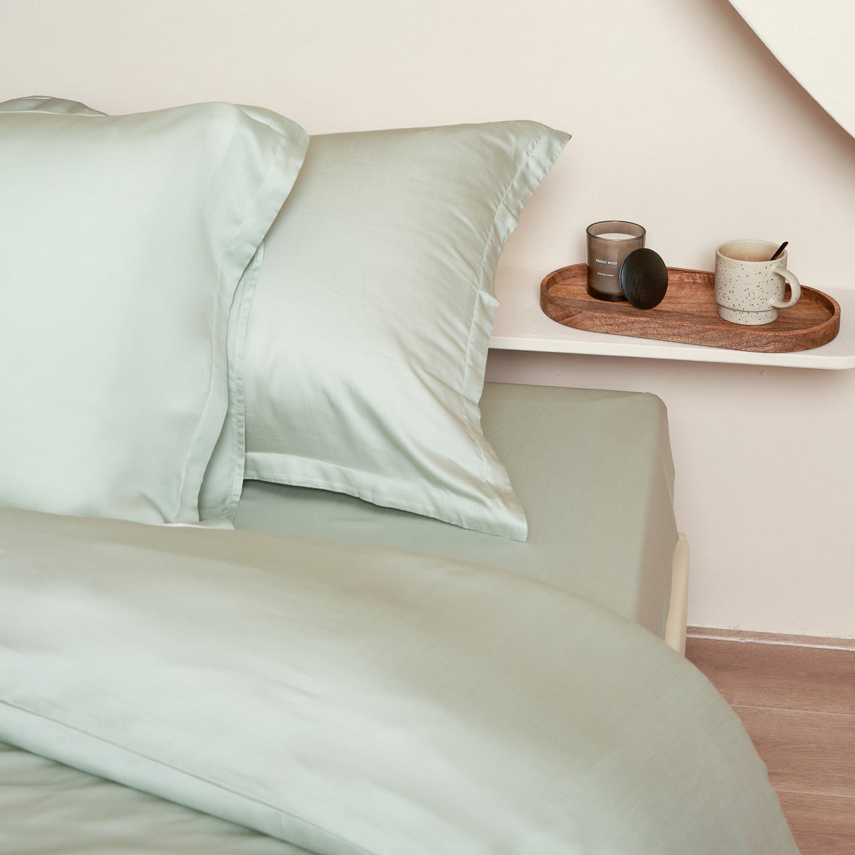 Hoeslaken Satijn Grijsgroen (200×210×35) / Coco & Cici