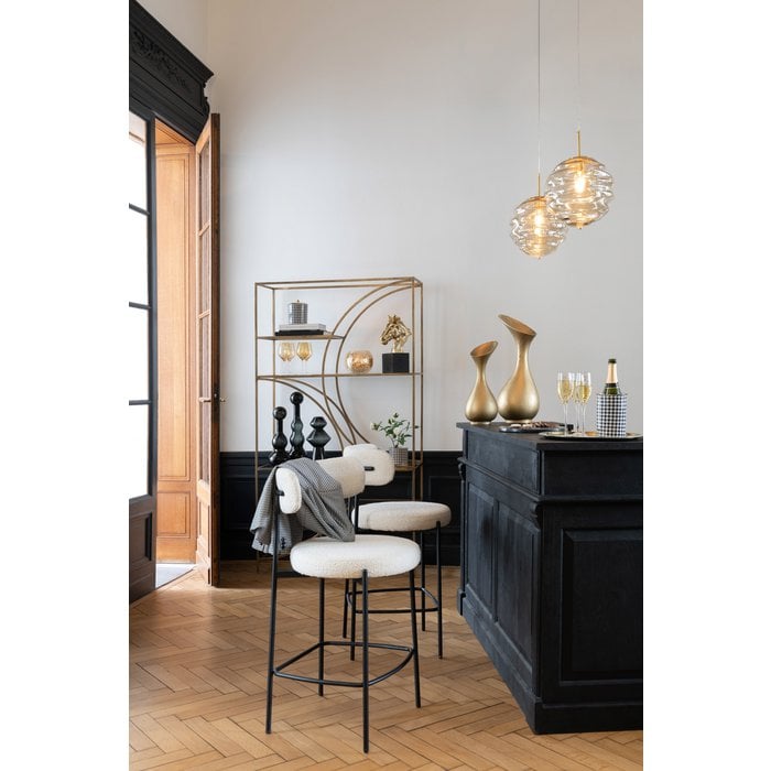 Barstoel Bouclé Wit/Zwart (Set van 2) / J-LINE