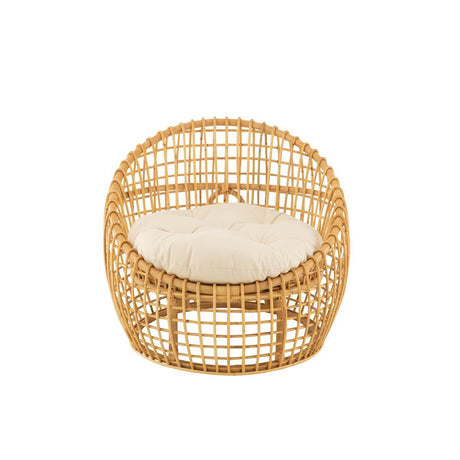 Stoel Lise + Kussen (Rotan/Textiel Naturel-Wit) – J-LINE