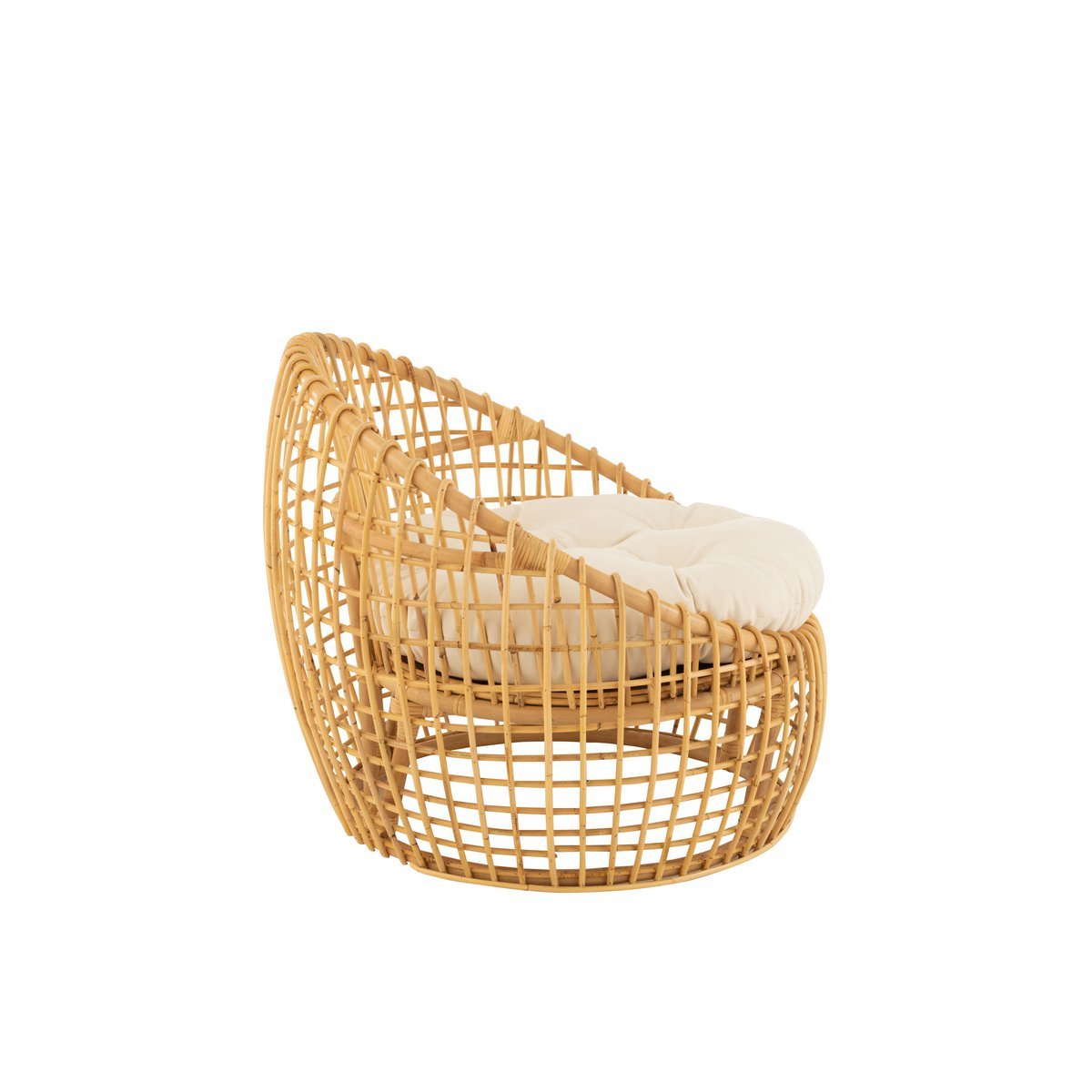 Stoel Lise + Kussen (Rotan/Textiel Naturel-Wit) – J-LINE