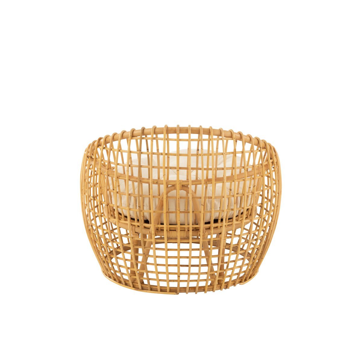 Stoel Lise + Kussen (Rotan/Textiel Naturel-Wit) – J-LINE