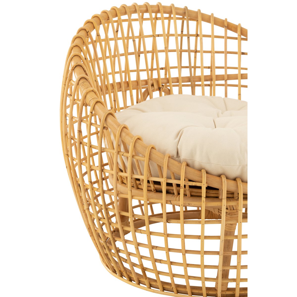 Stoel Lise + Kussen (Rotan/Textiel Naturel-Wit) – J-LINE
