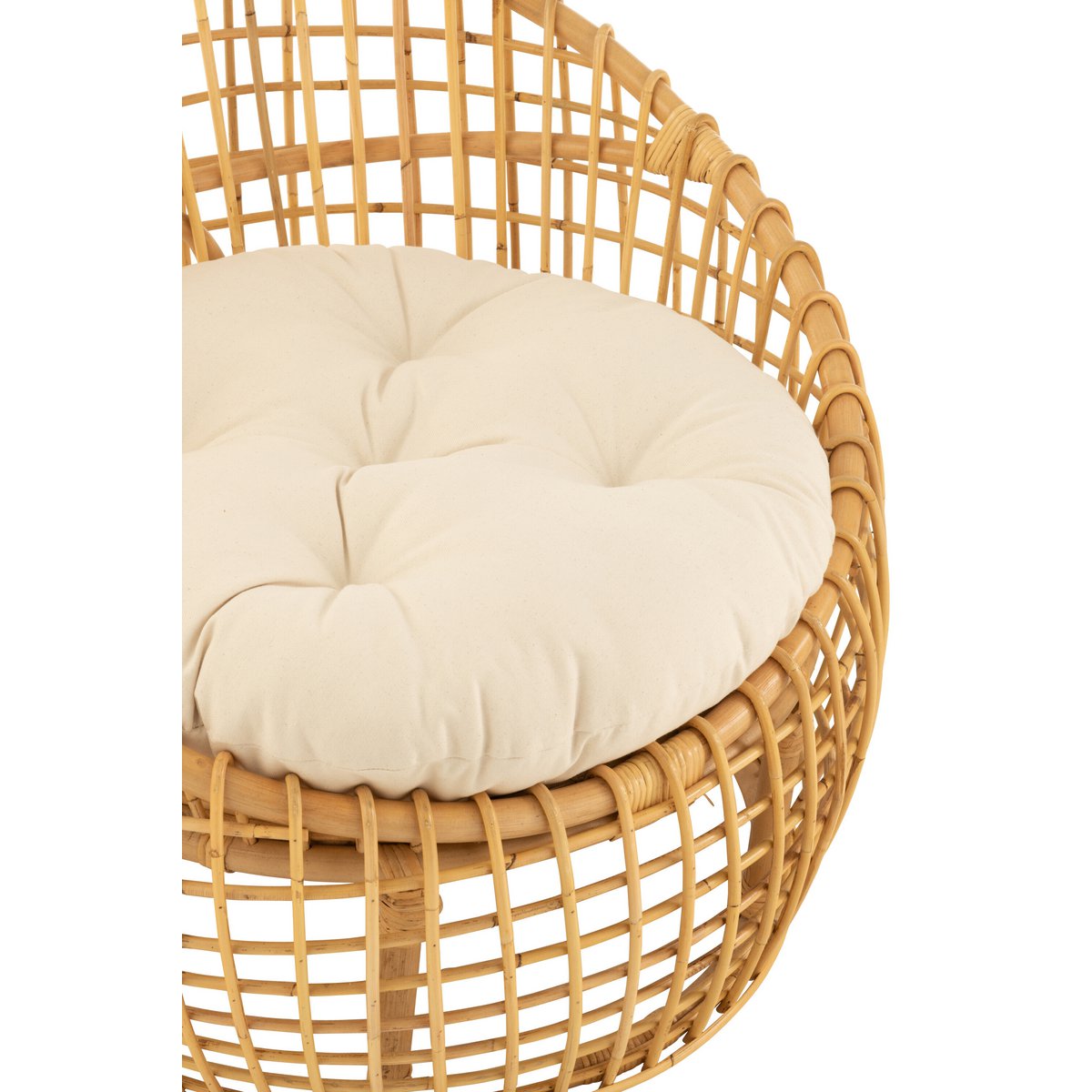 Stoel Lise + Kussen (Rotan/Textiel Naturel-Wit) – J-LINE