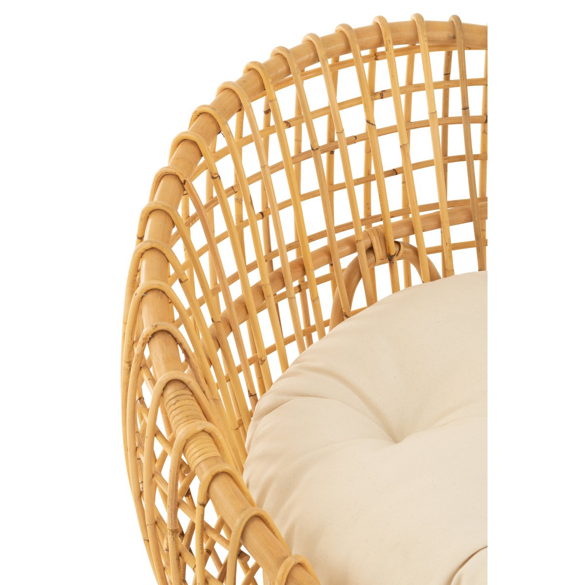 Stoel Lise + Kussen (Rotan/Textiel Naturel-Wit) – J-LINE