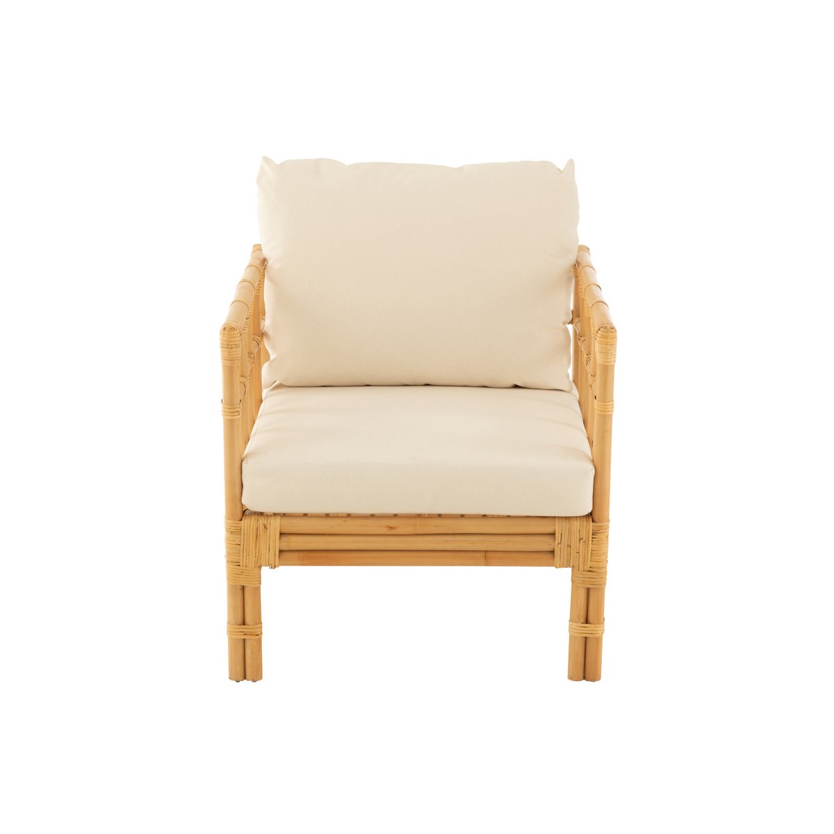 Armstoel Elise met Kussen (Naturel/Wit) – J-LINE