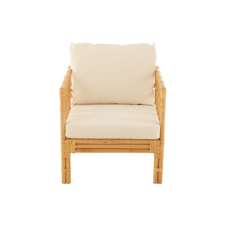 Armstoel Elise met Kussen (Naturel/Wit) – J-LINE