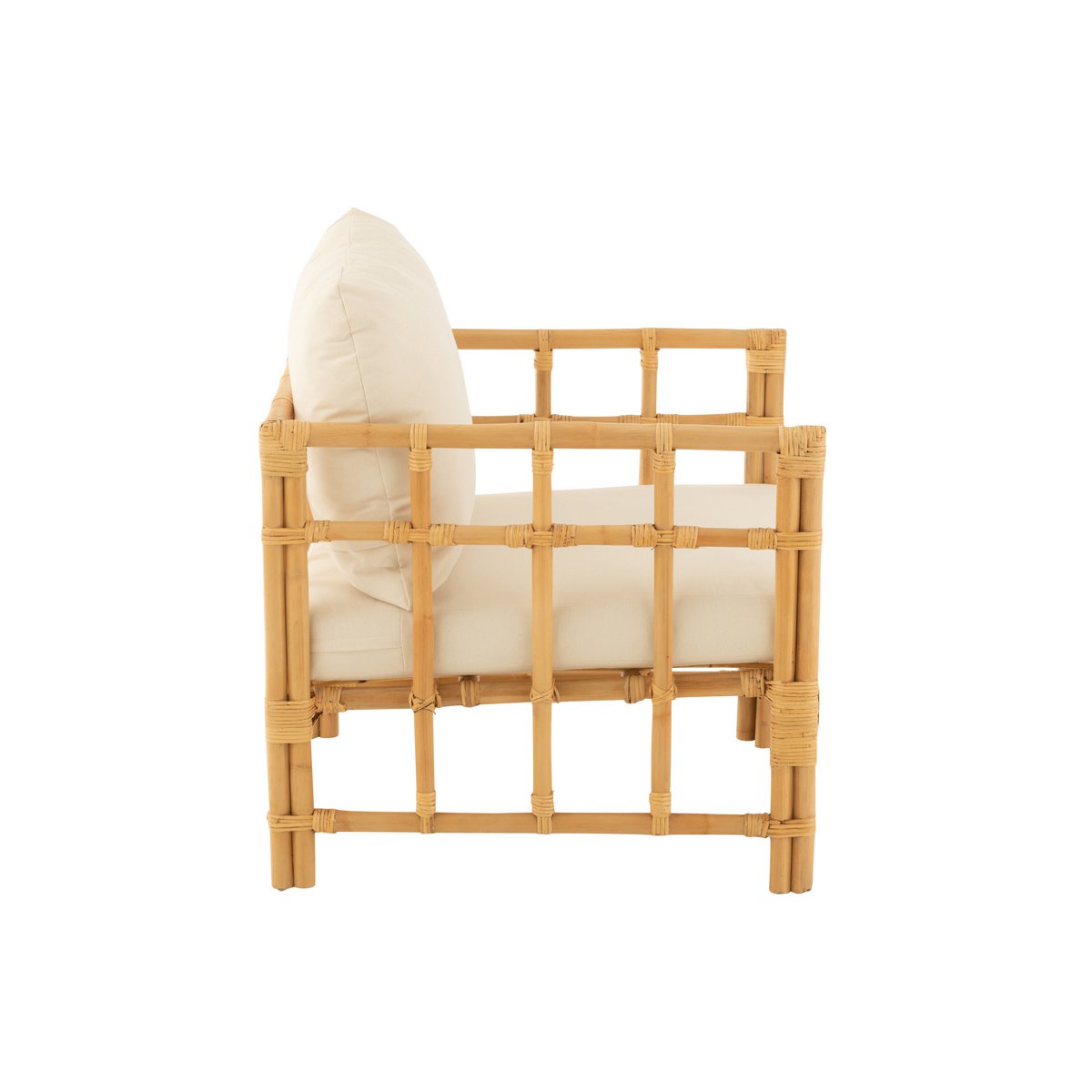 Armstoel Elise met Kussen (Naturel/Wit) – J-LINE
