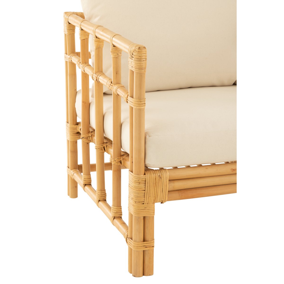 Armstoel Elise met Kussen (Naturel/Wit) – J-LINE