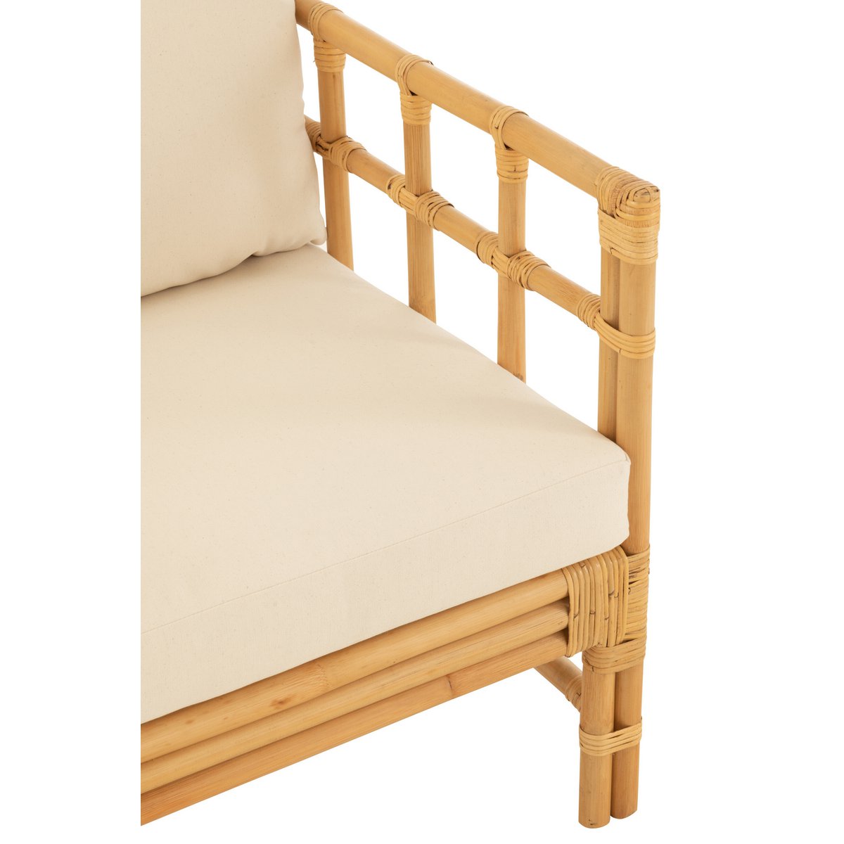 Armstoel Elise met Kussen (Naturel/Wit) – J-LINE