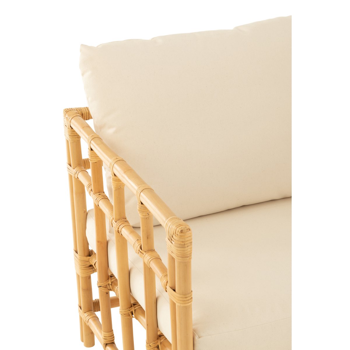 Armstoel Elise met Kussen (Naturel/Wit) – J-LINE