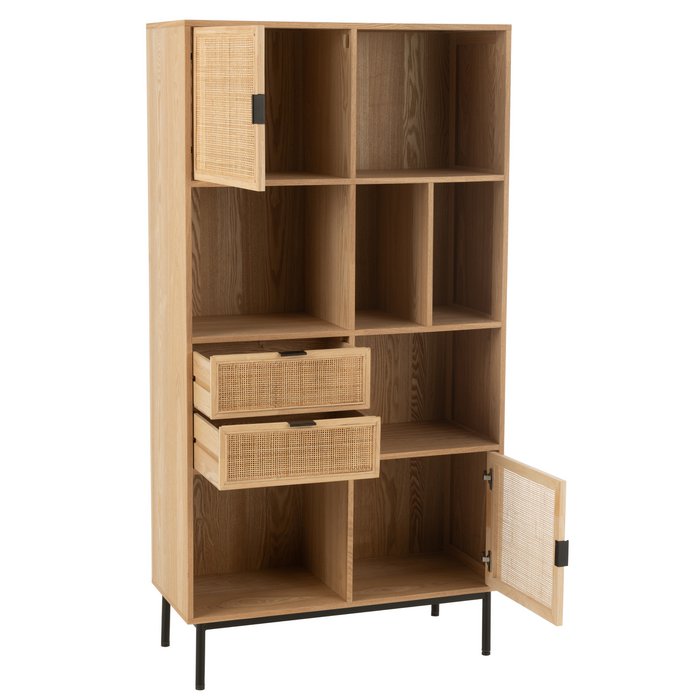 Kast Vakken – Naturel/Zwart MDF & Metaal / J-Line