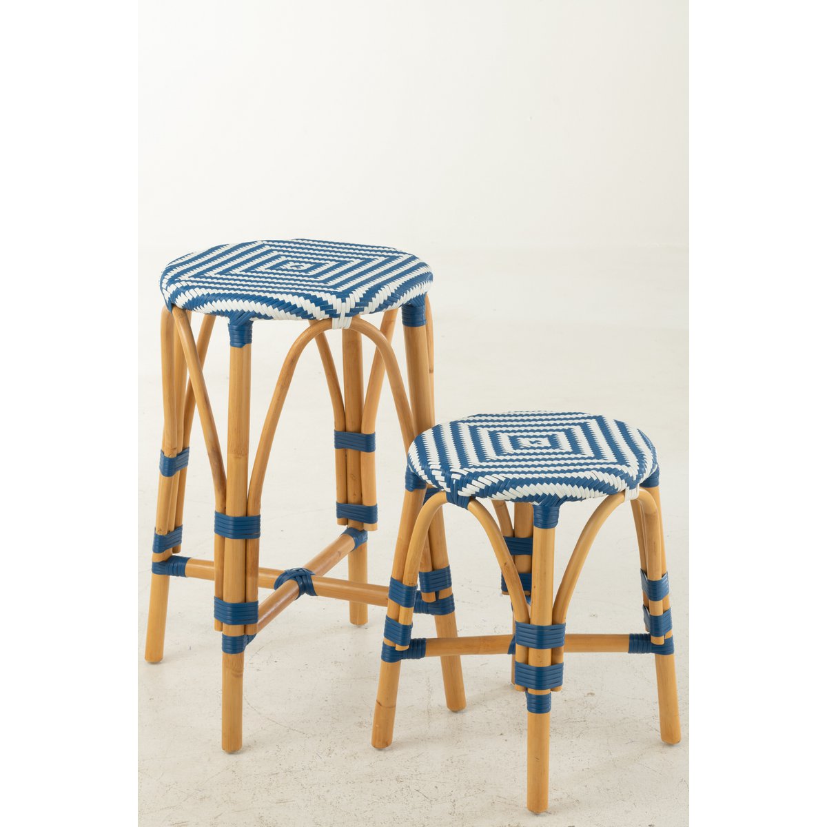 Barkruk Live Rotan Naturel/Blauw (Set van 2) / J-Line