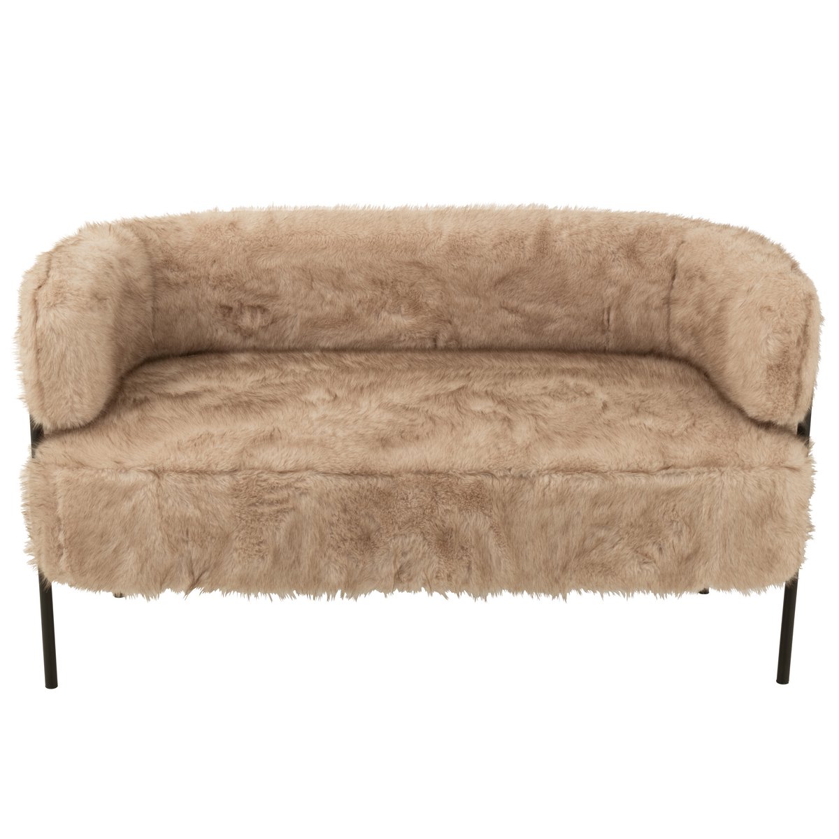 2-Zits Bank Fur met Metalen Benen – Hout Taupe / J-Line