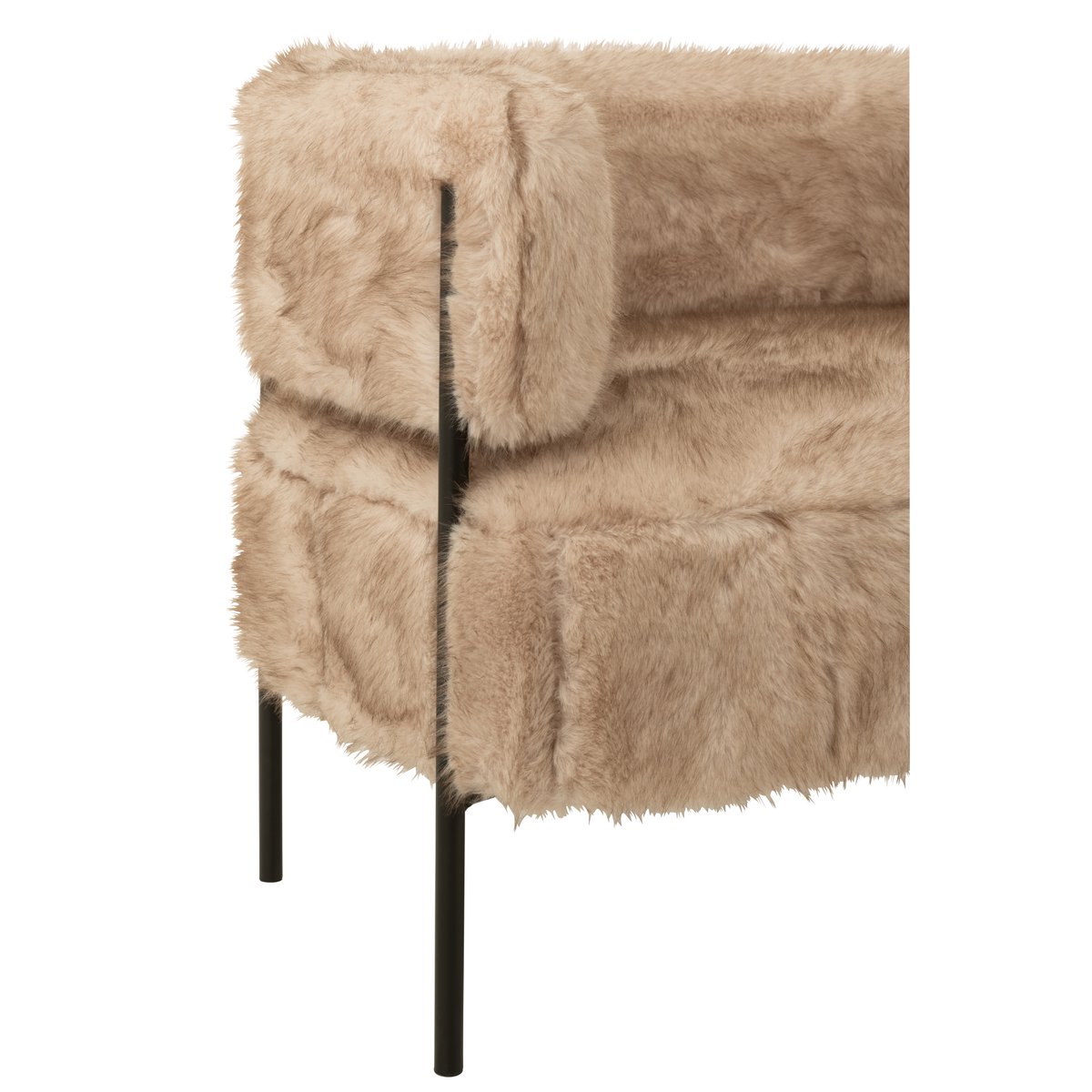 2-Zits Bank Fur met Metalen Benen – Hout Taupe / J-Line