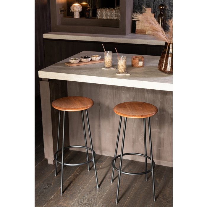 Barstoel Neo Naturel/Zwart (Set van 2) / J-LINE