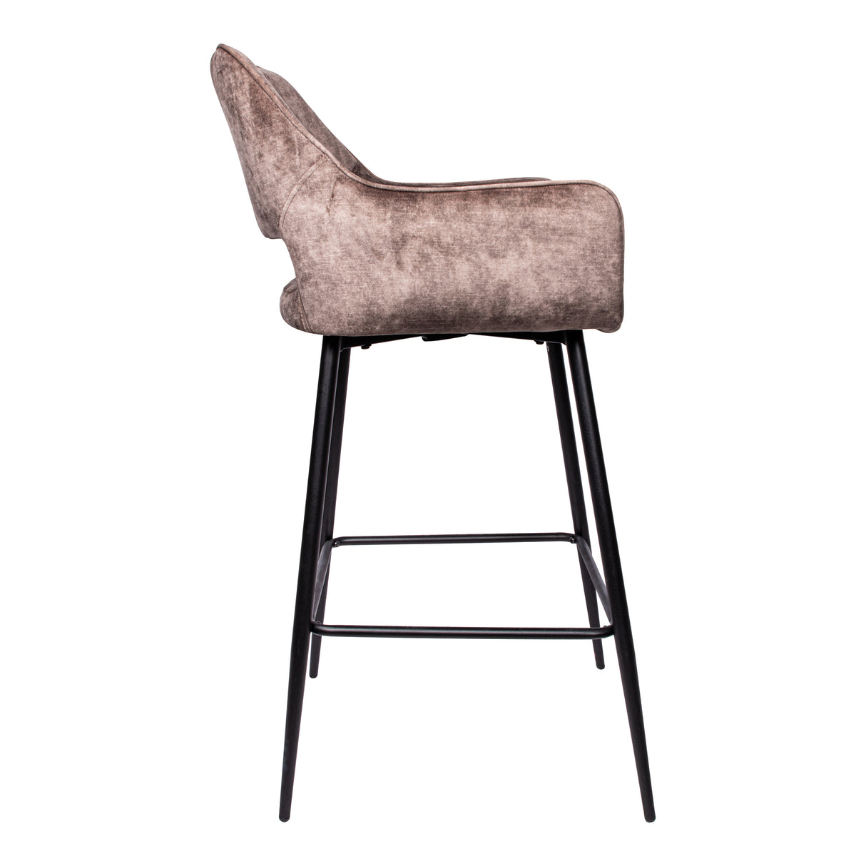 Fallon Velvet Bruin - Barstoel met Zwarte Poten (Set van 2) - PTMD