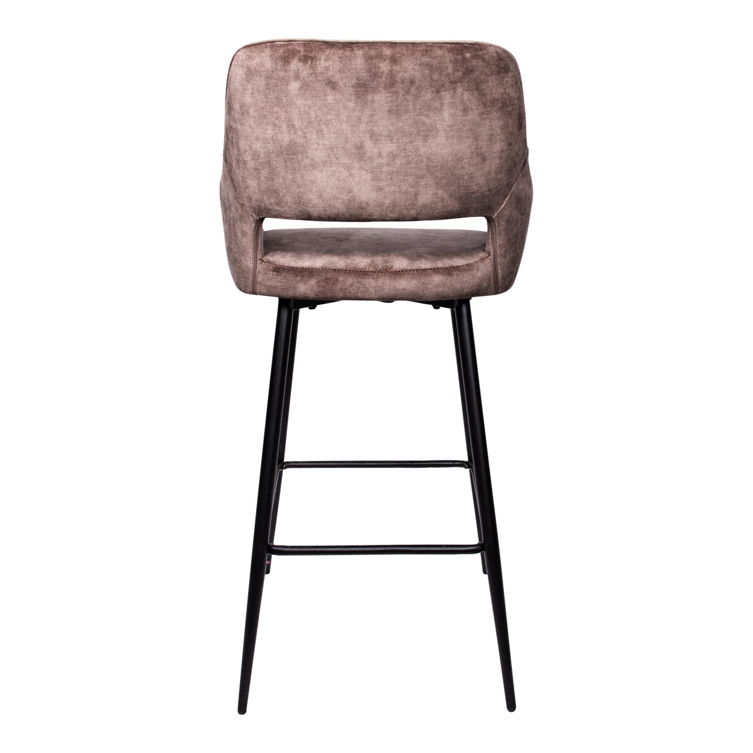 Fallon Velvet Bruin - Barstoel met Zwarte Poten (Set van 2) - PTMD