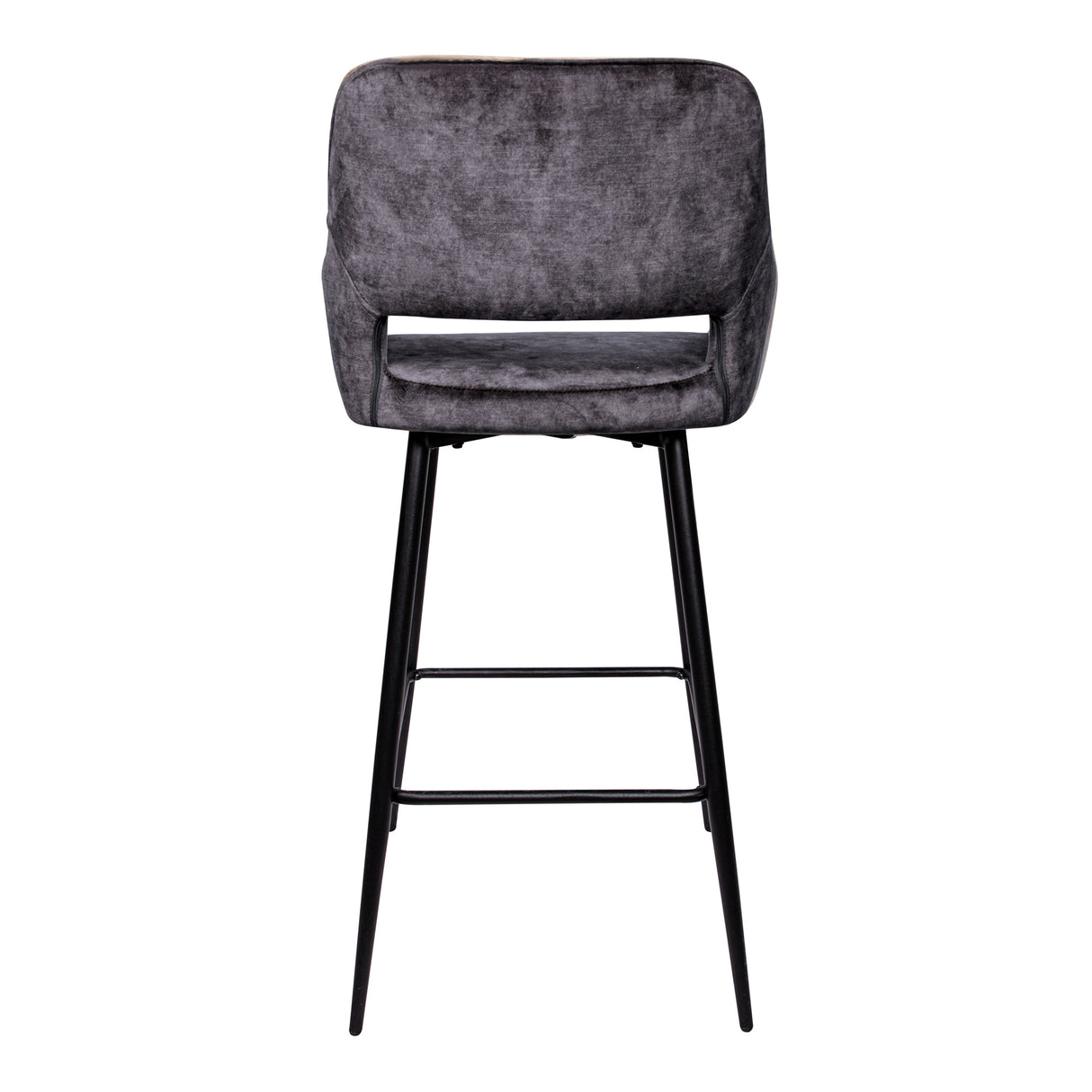 Fallon Velvet Barstoel Antraciet met Zwarte Poten (Set van 2) - PTMD