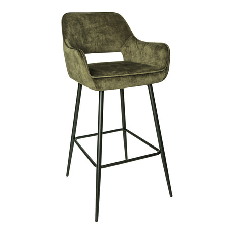 Fallon Velvet Groen - Barstoel met Zwarte Poten (Set van 2) - PTMD