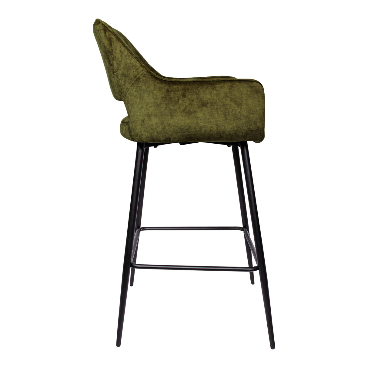 Fallon Velvet Groen - Barstoel met Zwarte Poten (Set van 2) - PTMD