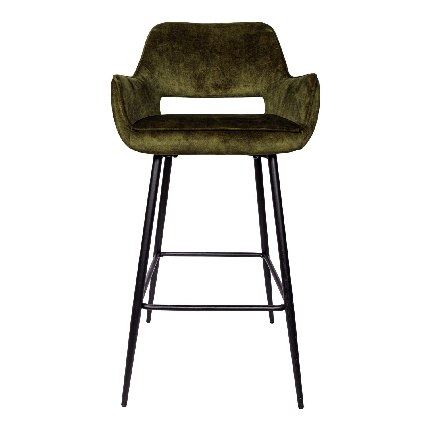 Fallon Velvet Groen - Barstoel met Zwarte Poten (Set van 2) - PTMD
