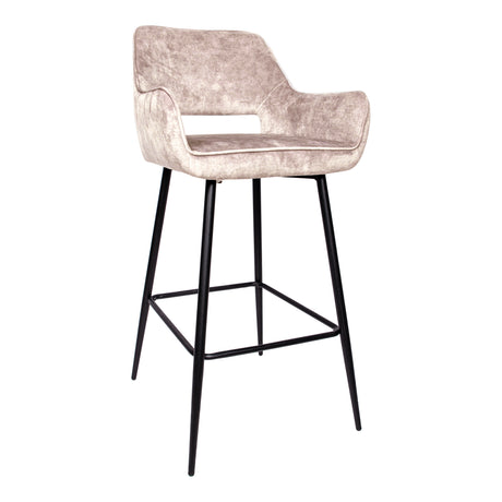 Fallon Velvet Barstoel Khaki met Zwarte Poten (Set van 2) - PTMD