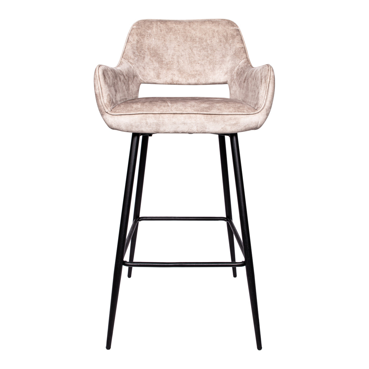 Fallon Velvet Barstoel Khaki met Zwarte Poten (Set van 2) - PTMD