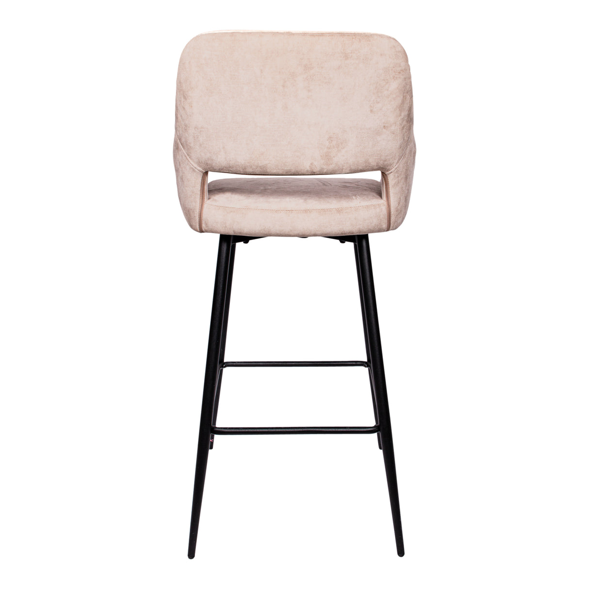 Fallon Velvet Barstoel Khaki met Zwarte Poten (Set van 2) - PTMD
