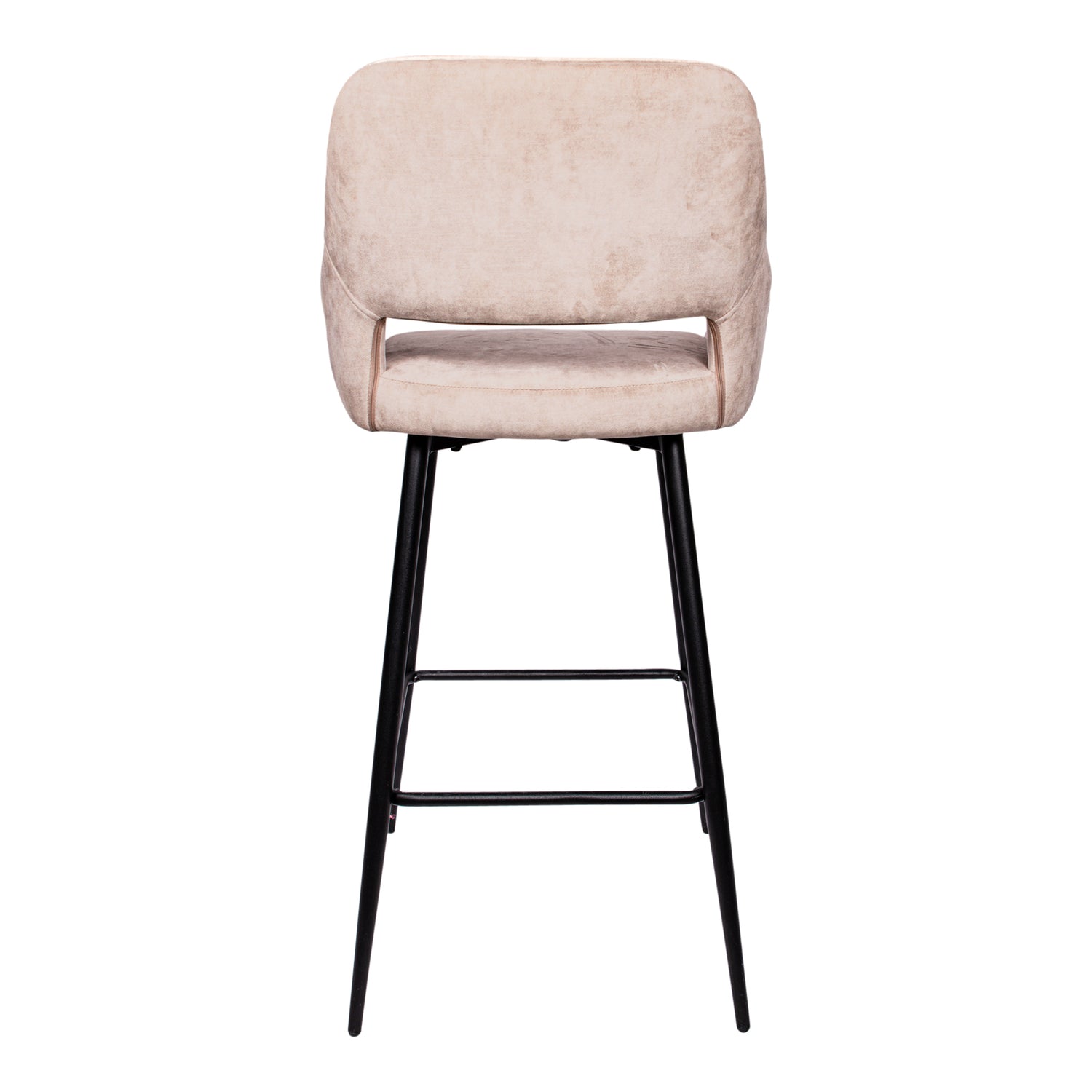 Fallon Velvet Barstoel Khaki met Zwarte Poten (Set van 2) - PTMD