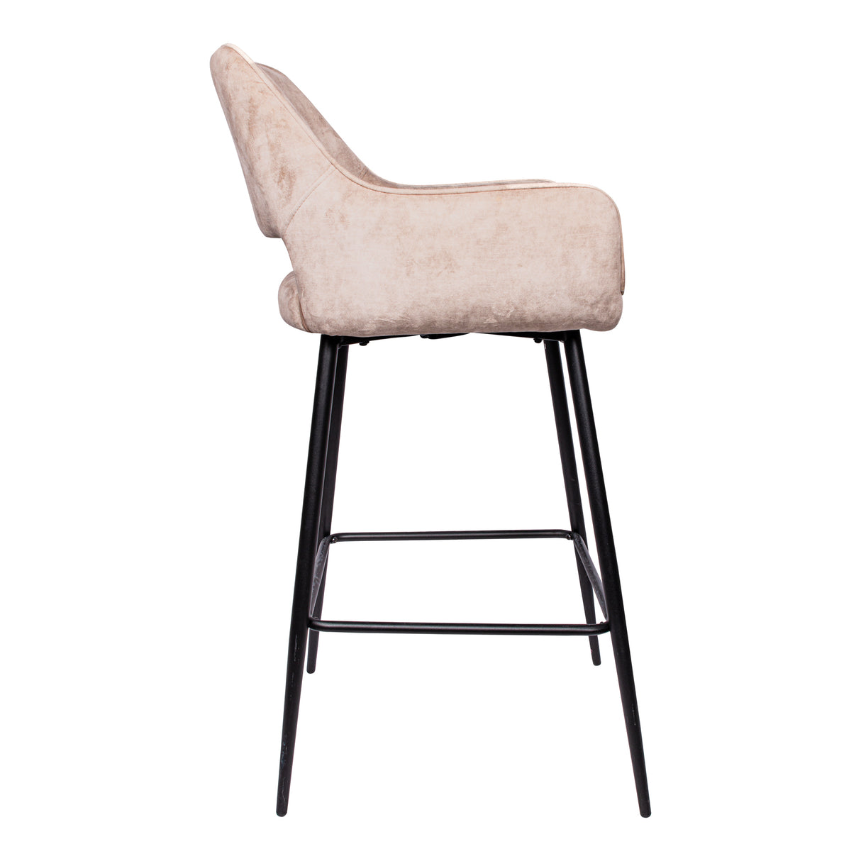 Fallon Velvet Barstoel Khaki met Zwarte Poten (Set van 2) - PTMD