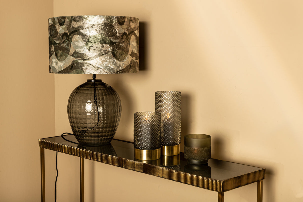 Mocca Green Wavy Stripes Lampenkap Ø40×H24 (Set van 2) / PTMD