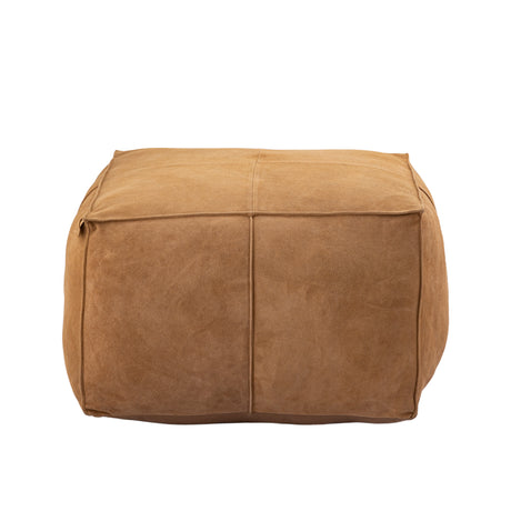 Marieke Camel Suede Leather Pouf Square - PTMD