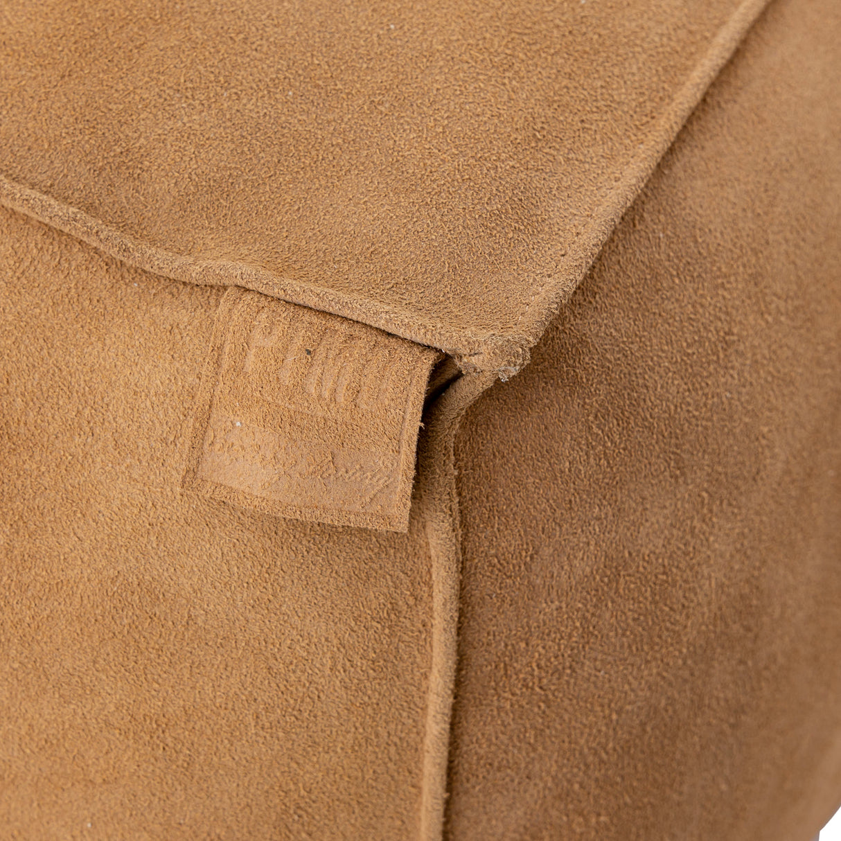 Marieke Camel Suede Leather Pouf Square - PTMD