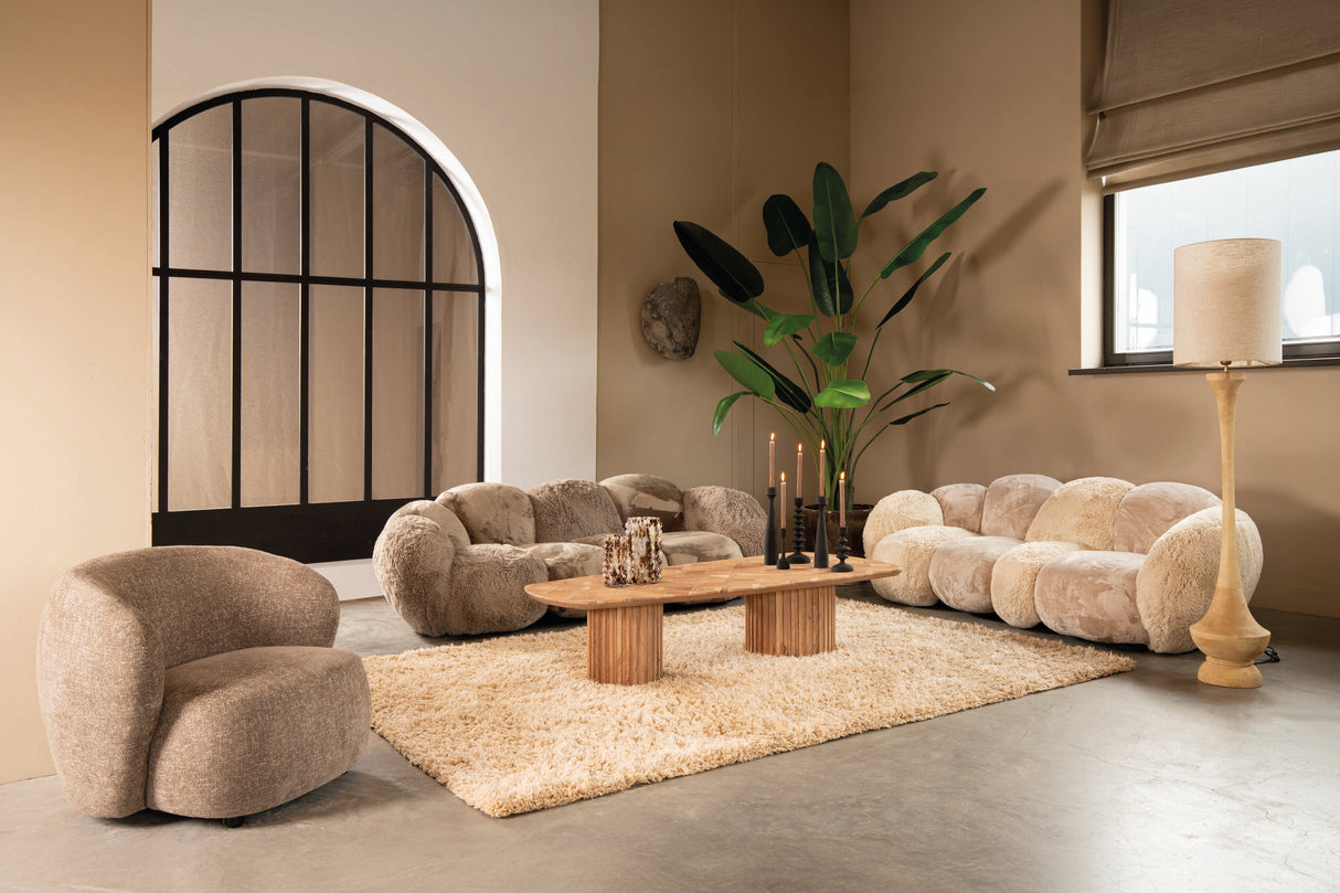 Lush Beige - Gebogen Designbank met Luxe Textuur - PTMD