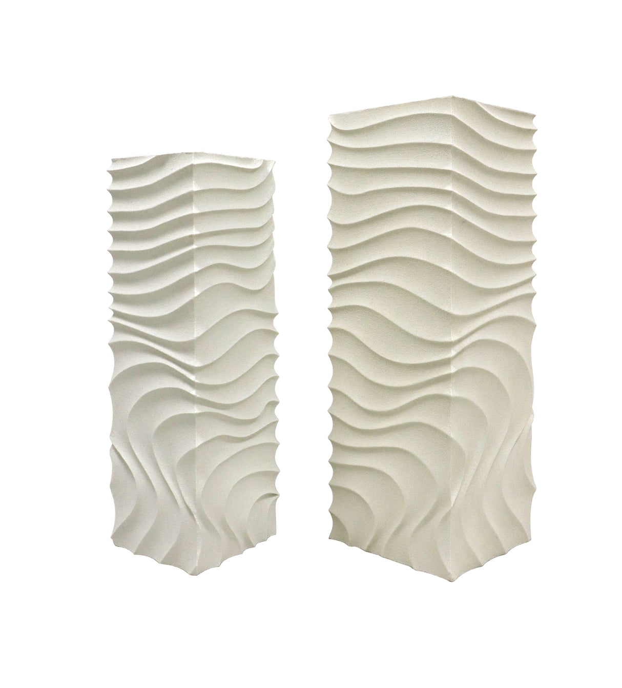 Isaiah MDF Pedestal Wavy Design SV2 - Moderne Sculpturale Zuilen in White & Cream - PTMD