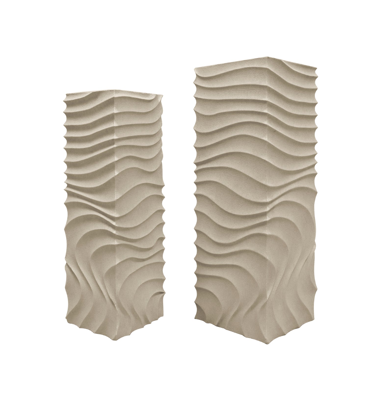 Isaiah MDF Pedestal Wavy Design SV2 - Moderne Sculpturale Zuilen in White & Cream - PTMD