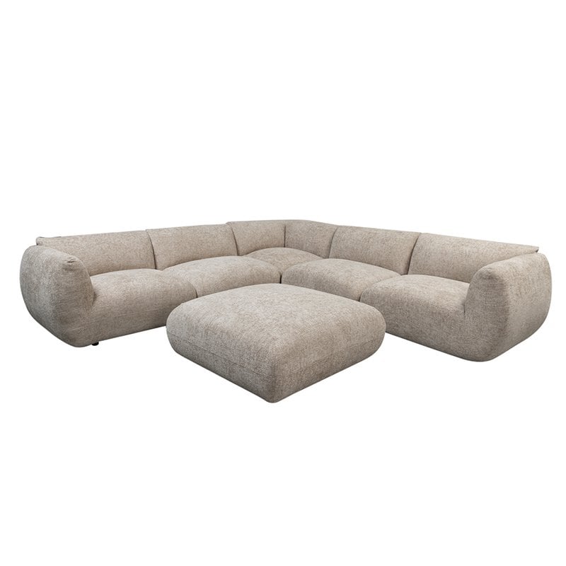 Bank Amsterdam (6-Zits Hoek + Ottoman) Latte Collection – POLE TO POLE