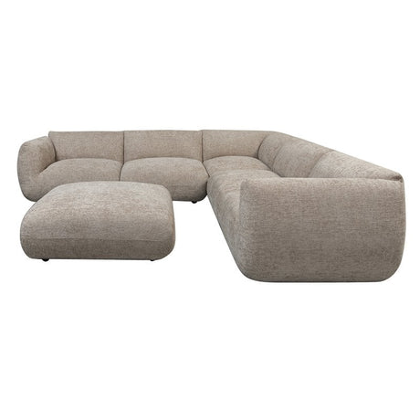 Bank Amsterdam (6-Zits Hoek + Ottoman) Latte Collection – POLE TO POLE