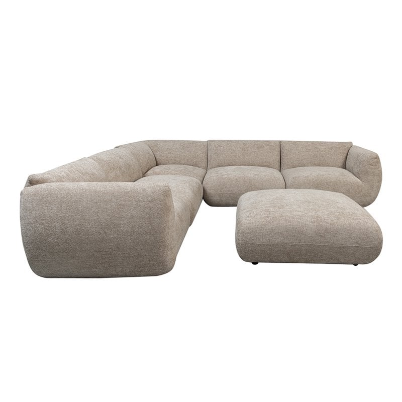 Bank Amsterdam (6-Zits Hoek + Ottoman) Latte Collection – POLE TO POLE