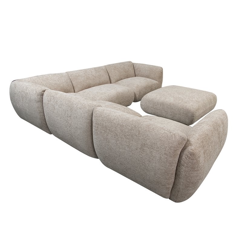 Bank Amsterdam (6-Zits Hoek + Ottoman) Latte Collection – POLE TO POLE