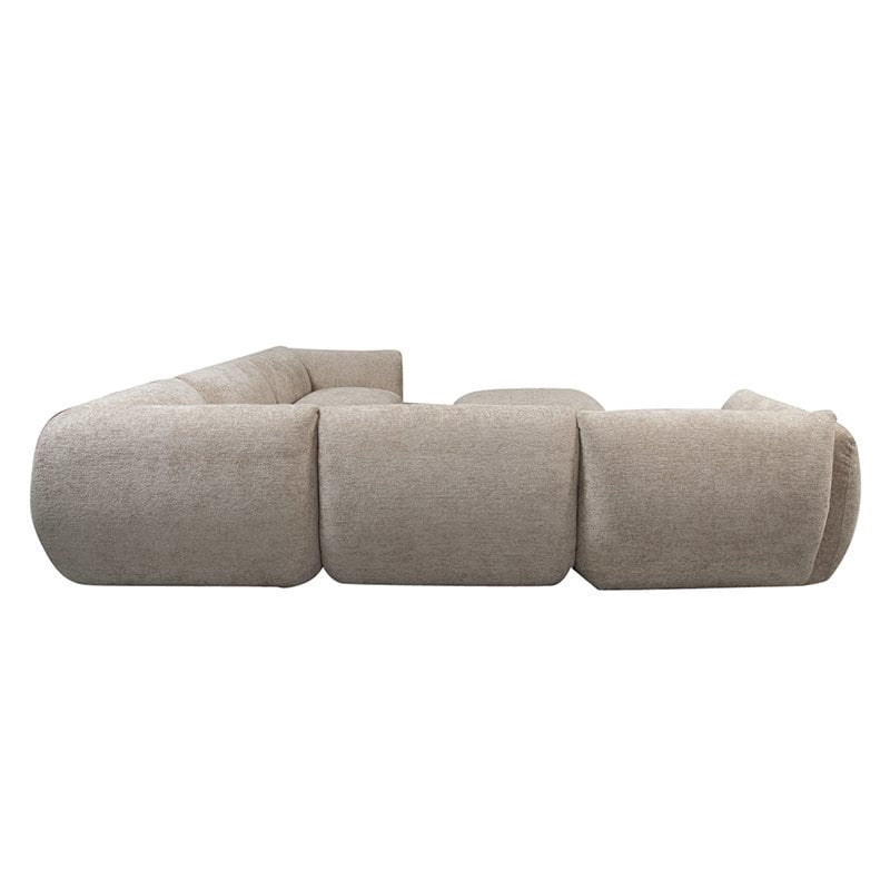 Bank Amsterdam (6-Zits Hoek + Ottoman) Latte Collection – POLE TO POLE