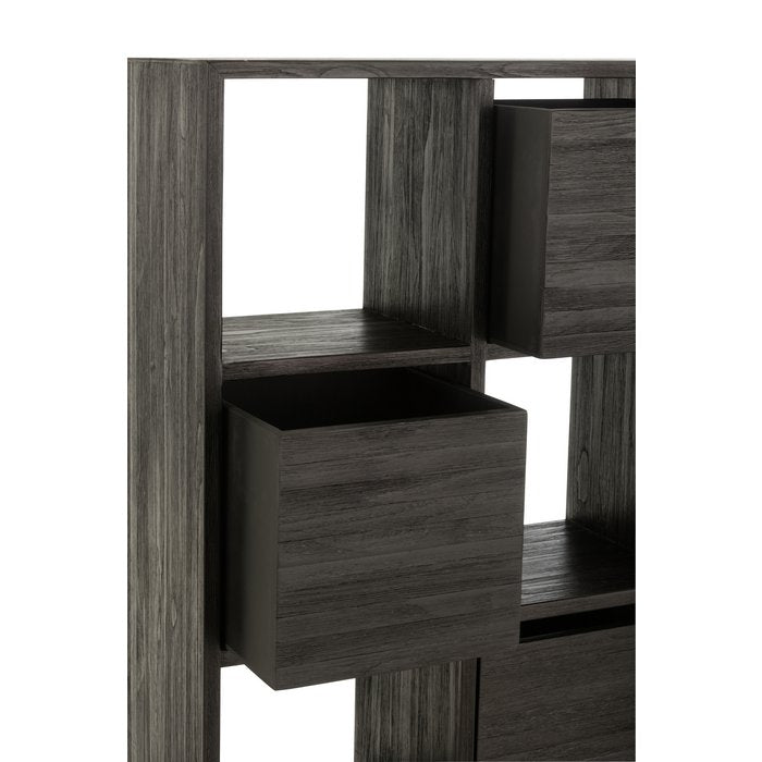 Kast met Lades – Gerecycleerd Hout Zwart / J-Line