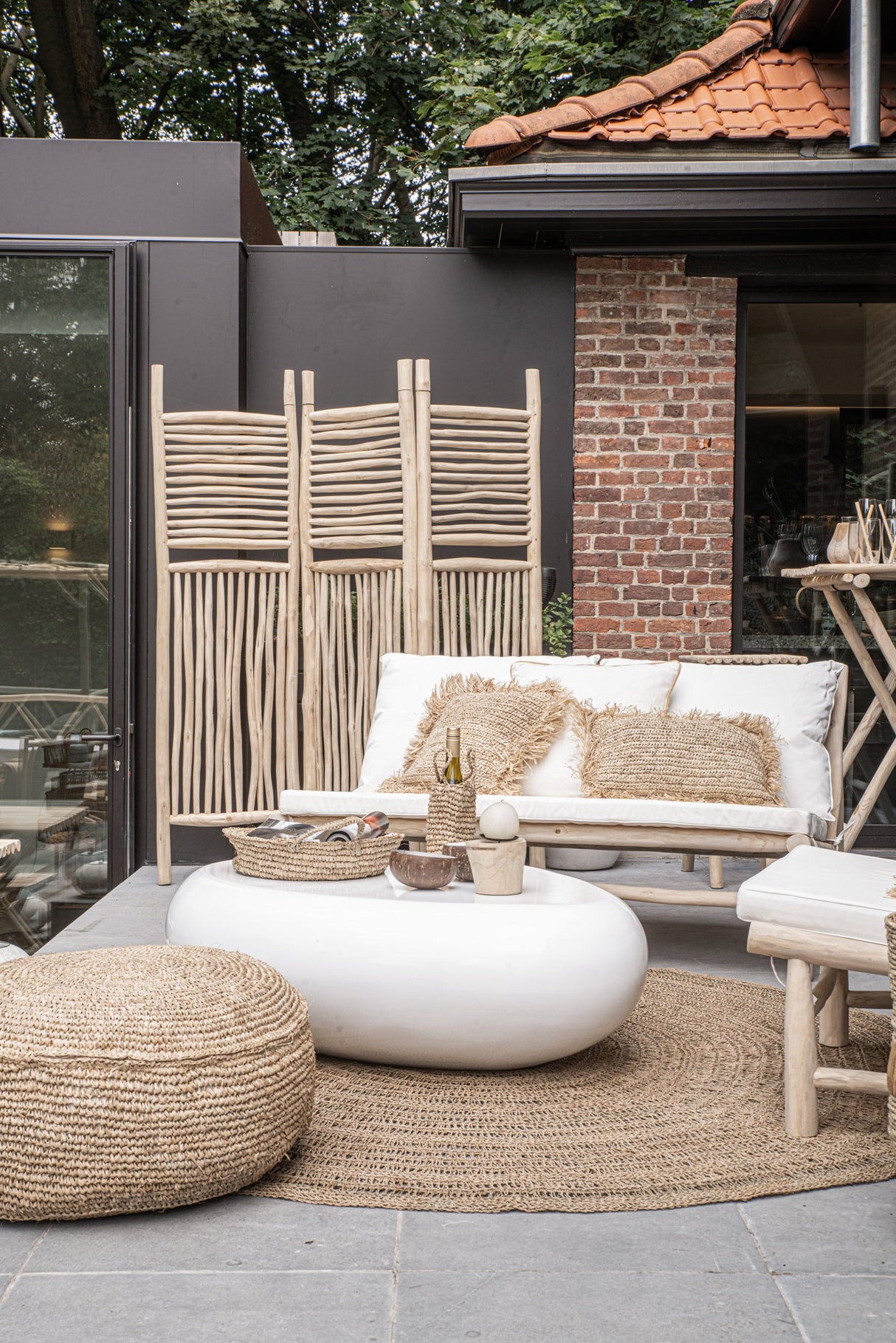 Raffia Flores Poef / Bazar Bizar