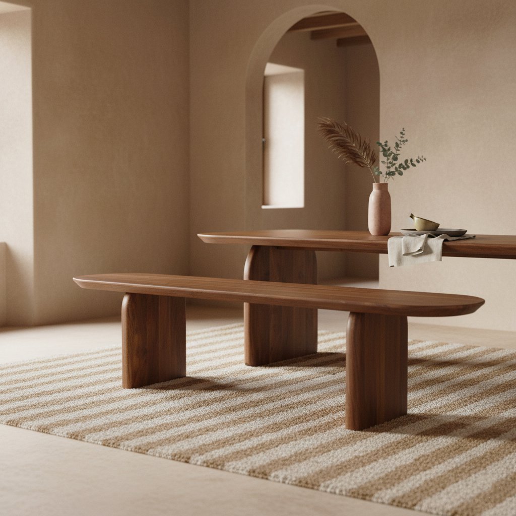 Bullnose Eetkamerbank 220 cm / Raw Materials