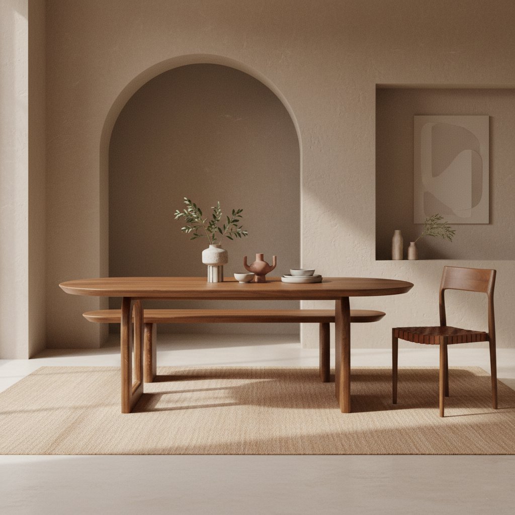 Bullnose Eetkamerbank 220 cm / Raw Materials