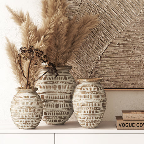 Ethnic Wooden Decor Vaas – Boho Medium / Mojo Boutique